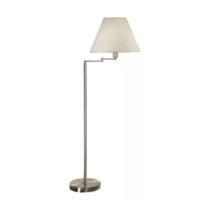 Image of Hilton Lifestyle Fabric Tapered Shade Floor Light Matt Nickel, 1x E27