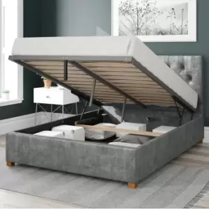 Image of Olivier Distressed Velvet Ottoman Bed Platinum
