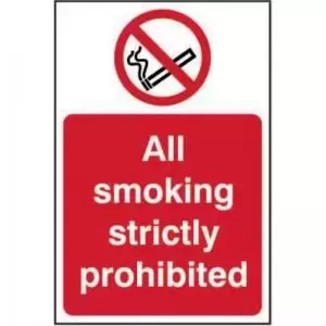 Image of All Smoking Strictly Prohibited’ Sign; Non Adhesive Rigid