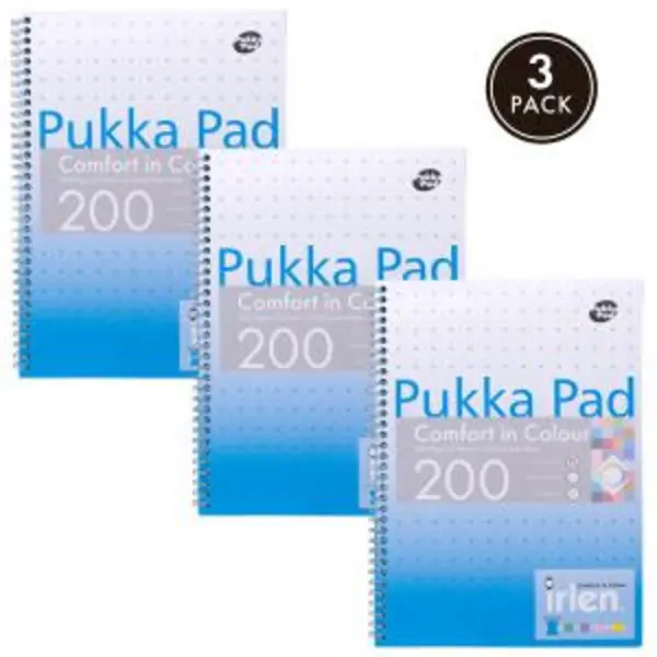 Image of NOTFOUND Pukka Pads Irlen Jotta A4 Wirebound 200 Turquoise Perforated Pages Paper Tinted Ruling With Margin (Pack 3) - IRLJOTA4(TURQ) IRLJOTA4(TURQ)