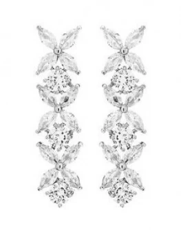 image of Jon Richard Jon Richard Bridal Cubic Zirconia Crystal Floral Tennis Drop Earrings