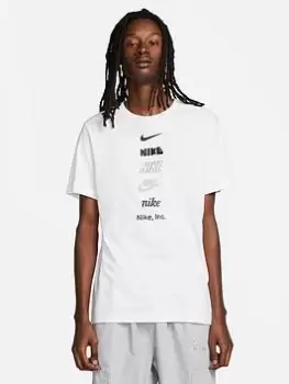 image of Nike NSW Stacked Logo T-Shirt - White/Black, Size 2XL, Men