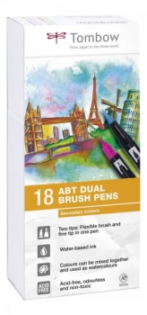 image of Tombow ABT Dual Brush Pen 2 tips Secondary Colours PK18