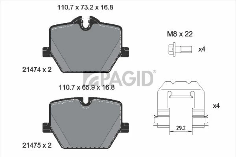 Image of Brake pad set PAGID T2347N