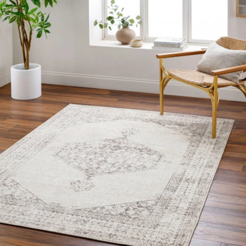 Image of Our Pnw Home X Livabliss Vintage Oriental Boho Tan/cream Olympic Area Rug 160 X 213cm - Easy Care, Ideal For Living Room