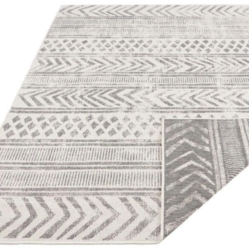 Image of The Rugs Reversible Geometric Indoor Outdoor Flatweave Rug Polypropylene In Grey