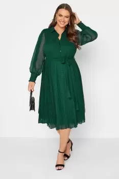 Image of Dobby Pleat Shirt Dress