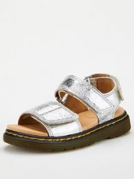 Image of Dr Martens Girls Metallic Romi Sandal - Silver, Size 4 Older