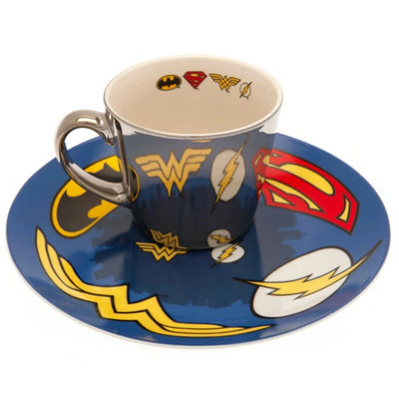 Image of DC Comics Logo Mug & Plate Set Off White unisex