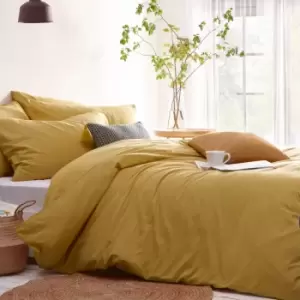 Image of The Linen Yard Stonehouse King Duvet Cover Set Cotton Ochre