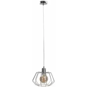 Keter Lighting - Keter Luna Wire Frame Pendant Ceiling Light Silver, 25cm, 1x E27