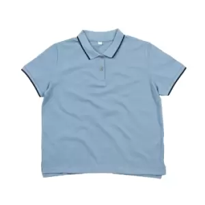 Image of Mantis Womens/Ladies The Tipped Polo Shirt (L) (Light Denim/Navy)
