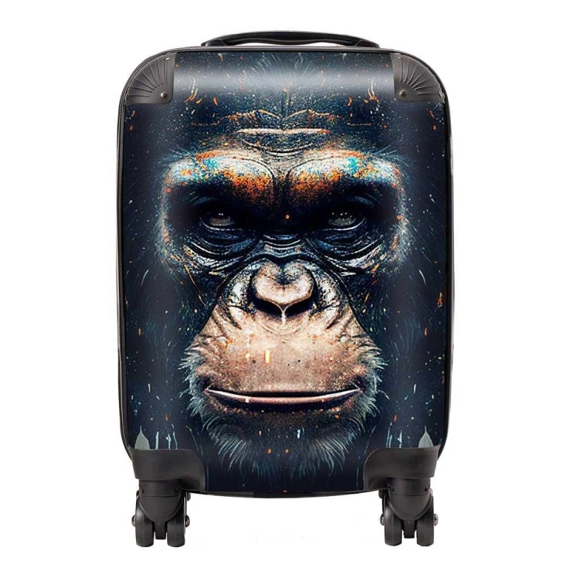 Image of Warren Reed - Designer Gorilla Face Splashart Suitcase in Brown Size: Small Brown Unisex Small