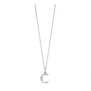 image of Beginnings Sterling Silver Art Deco Initial C Cubic Zirconia Pendant P4725C