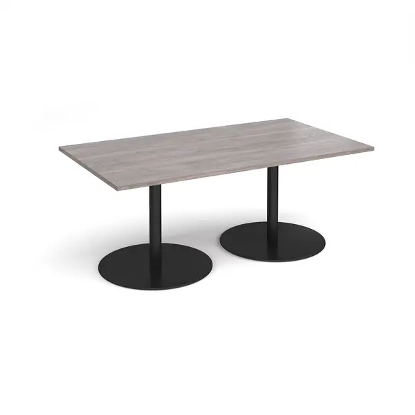 Image of Eternal Rectangular Office Boardroom Table - Grey Oak - Black Base - W1800mm