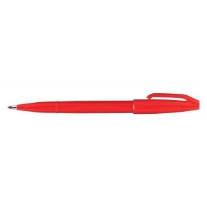 image of Pentel Sign S520 B Water Based Non Permanent Fibre Tipped Pen Red Pack of 12