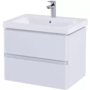 Image of Rak Resort Matt White 650mm Wall Hung 2 Drawer Vanity Unit - RAKRSTWBU65600 - Matt White