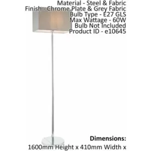 Image of Loops - Floor Lamp Light Chrome & Grey Fabric 60W E27 Standing Base & Shade e10645