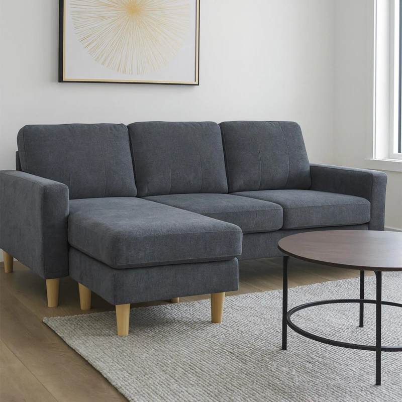 Image of Aspire Aspire Pad Compact Sofa with Reversible Chaise in Charcoal Size: 3 Seater Charcoal 3 Seater Unisex 5057632314819