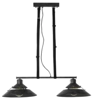 image of Industrial Ceiling 2 Light 2x40W E27, Oxide Metal, Black Belt