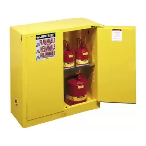 image of Justrite FM safety cupboards, HxWxD 1118 x 1092 x 457 mm, self-closing doors, for water hazardous media, yellow