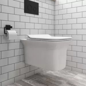 image of Wall Hung Rimless Toilet with Slim Soft Close Seat - Santiago