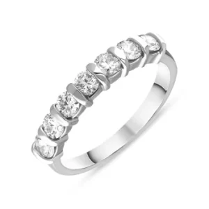 image of Platinum Diamond Seven Stone Bar Set Half Eternity Ring