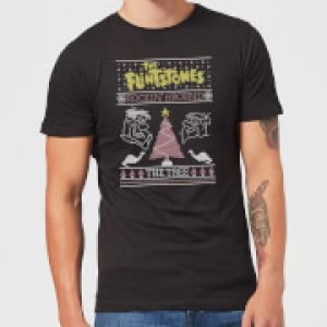 Image of Flintstones Rockin Around The Tree Mens Christmas T-Shirt - Black
