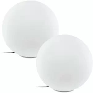 Image of 2 PACK IP65 Outdoor Garden Ball Light White Plastic 1x 40W E27 600mm Globe
