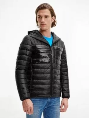 Image of Calvin Klein Engineered Hooded Quilted Jacket, Black Size M Men