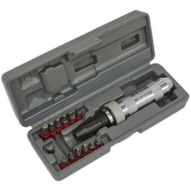 Image of Loops 15 PACK Heavy Duty Impact Driver Set - Manual Tight Screw Remover Knurled Grip Multi