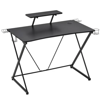 Image of HOMCOM X-Shaped Gaming Desk with Monitor Shelf - Black