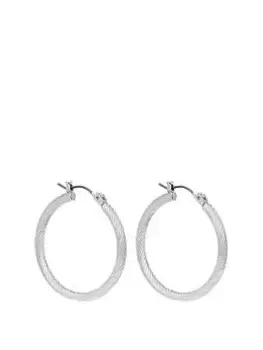 image of Mood Silver Diamond Cut Hoop Earrings, Silver, Women