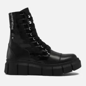 Image of ALOHAS Can Can Croc-Effect and Smooth Leather Boots - UK 5