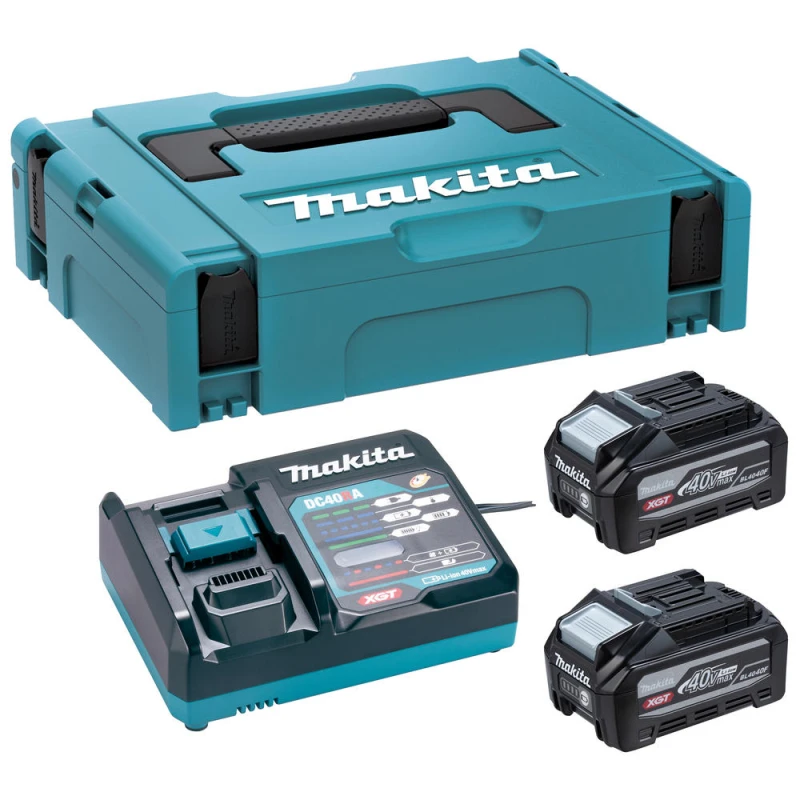 Image of Makita 1911C9-1 40v Max XGT Cordless 2 Battery and Charger Kit 1911C9-1 Battery Amp Hours: 4ah