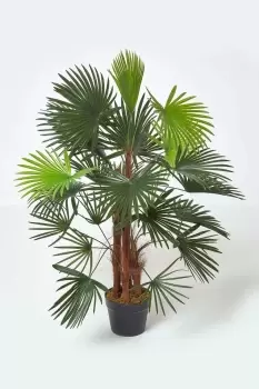 Image of Green 'Lady Palm' Tree Artificial Rhapis Plant with Pot, 90 cm