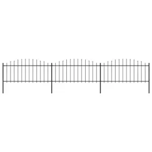 image of Vidaxl Garden Fence With Spear Top Steel (0.5-0.75)x5.1 M Black