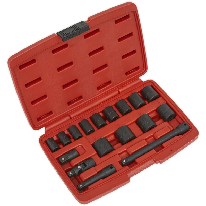 Image of Loops 17 Piece PREMIUM Impact Socket Set - 3/8" Sq Drive - Hardened & Tempered Multi