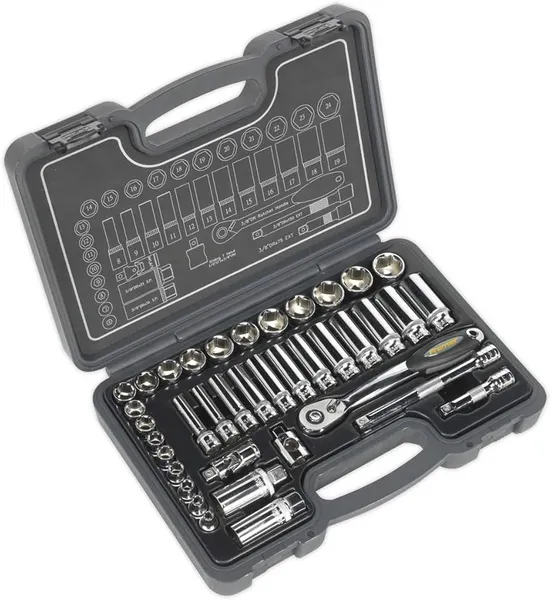 Image of Genuine SEALEY AK7952 Socket Set 38pc 3/8Sq Drive 6pt WallDrive® Metric