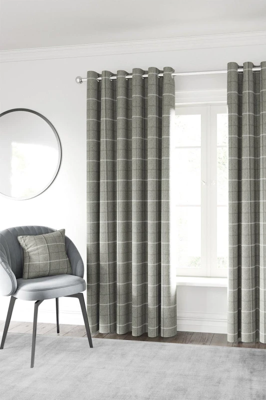 Image of Helena Springfield Helena Springfield 'Harper' Woven Lined Curtains in Silver Size: 167cm width x 183cm drop Silver 167cm width x 183cm drop Unisex