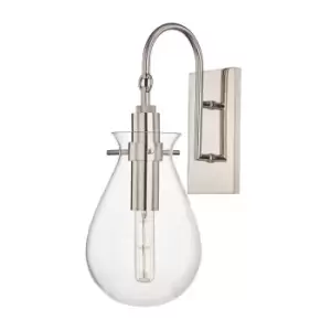 image of Ivy 1 Light Wall Sconce Polished Nickel, Glass