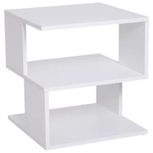 Image of HOMCOM Modern Square 2 Tier Wood Coffee Side Table Storage Shelf Rack Living Room White