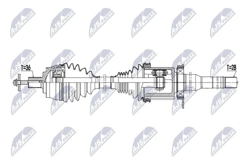 Image of NTY NPW-DW-071 Drive shaft 7-Speed Dual-Clutch Transmission, Front Axle Right Drive Shaft (13)