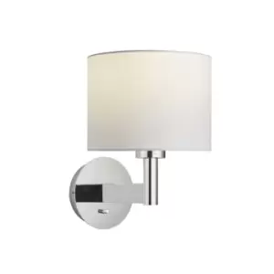Image of Wall Light Chrome Plate & Vintage White Fabric 60W E27 Dimmable e10588