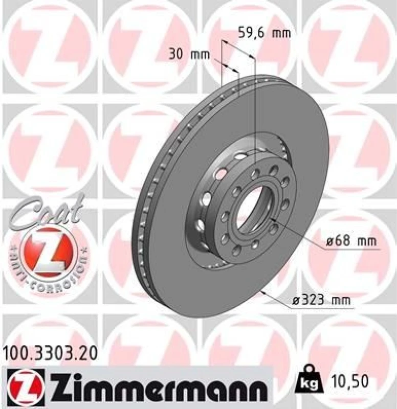 Image of ZIMMERMANN Brake disc ZIMMERMANN 100.3303.20