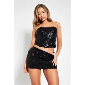 Image of I Saw It First Co Ord Sequin Micro Mini Skirt - Black