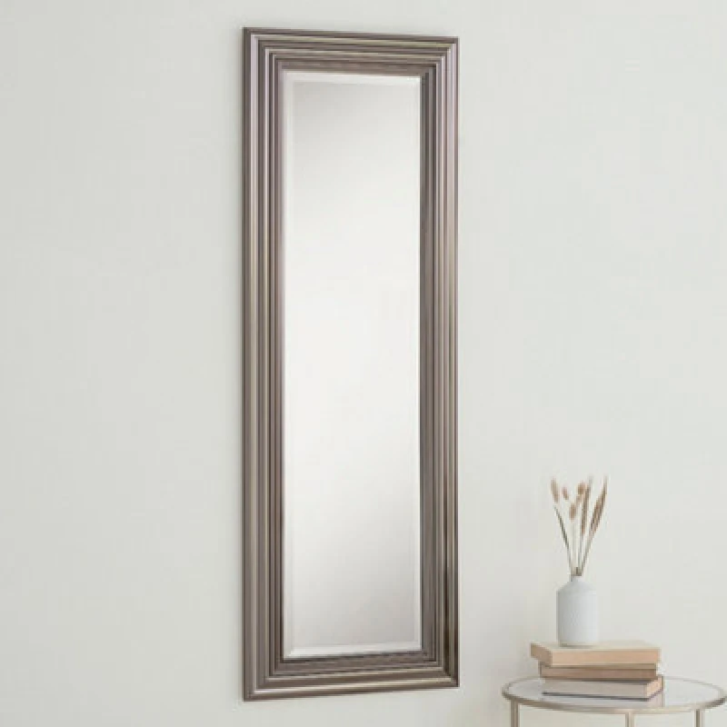 Image of Yearn Mirrors Yearn Mirrors Yearn Dark Chrome Wall Mirror 128.5x45cm in Metallics Metallics One Size Unisex 0716053066084