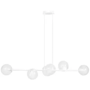 Image of Emibig Rossi White Globe Pendant Ceiling Light with Clear Glass Shades, 6x E14