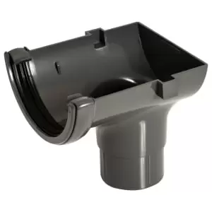 image of FloPlast 112mm Round Line Gutter Stopend Outlet - Anthracite Grey