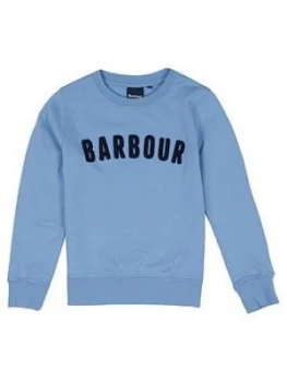 Barbour Boys Prep Logo Crew Sweat - Powder Blue, Powder Blue, Size 10-11 Years